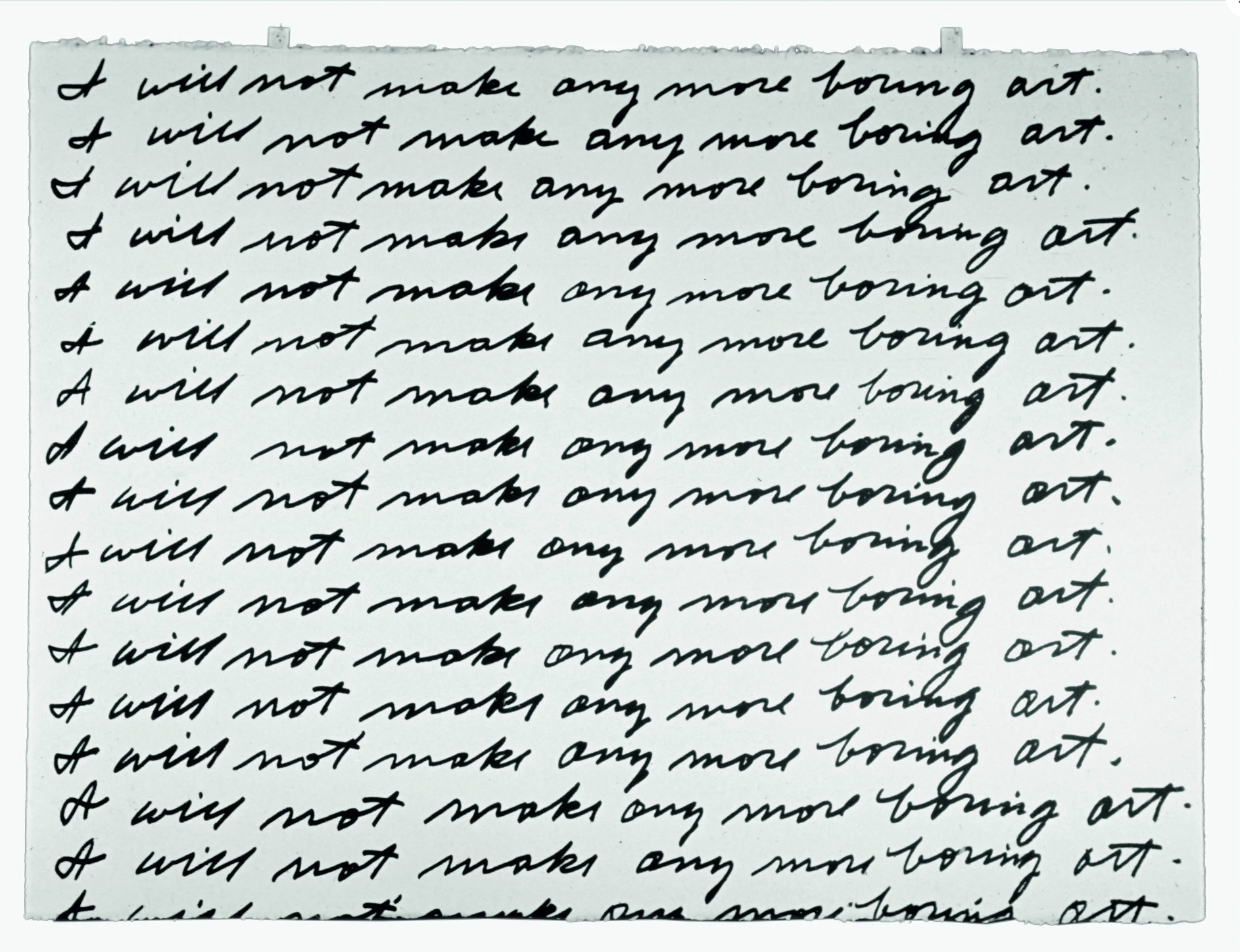 Baldessari scritta non farò più dell'arte noiosa